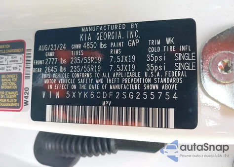 2025 Kia Sportage X-Line z USA, uszkodzony, nr VIN 5XYK6CDF2SG255754